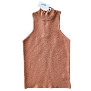 Nwt LUCCA  Couture Salmon AVA Sleeveless Turtleneck Tank Top Sweater